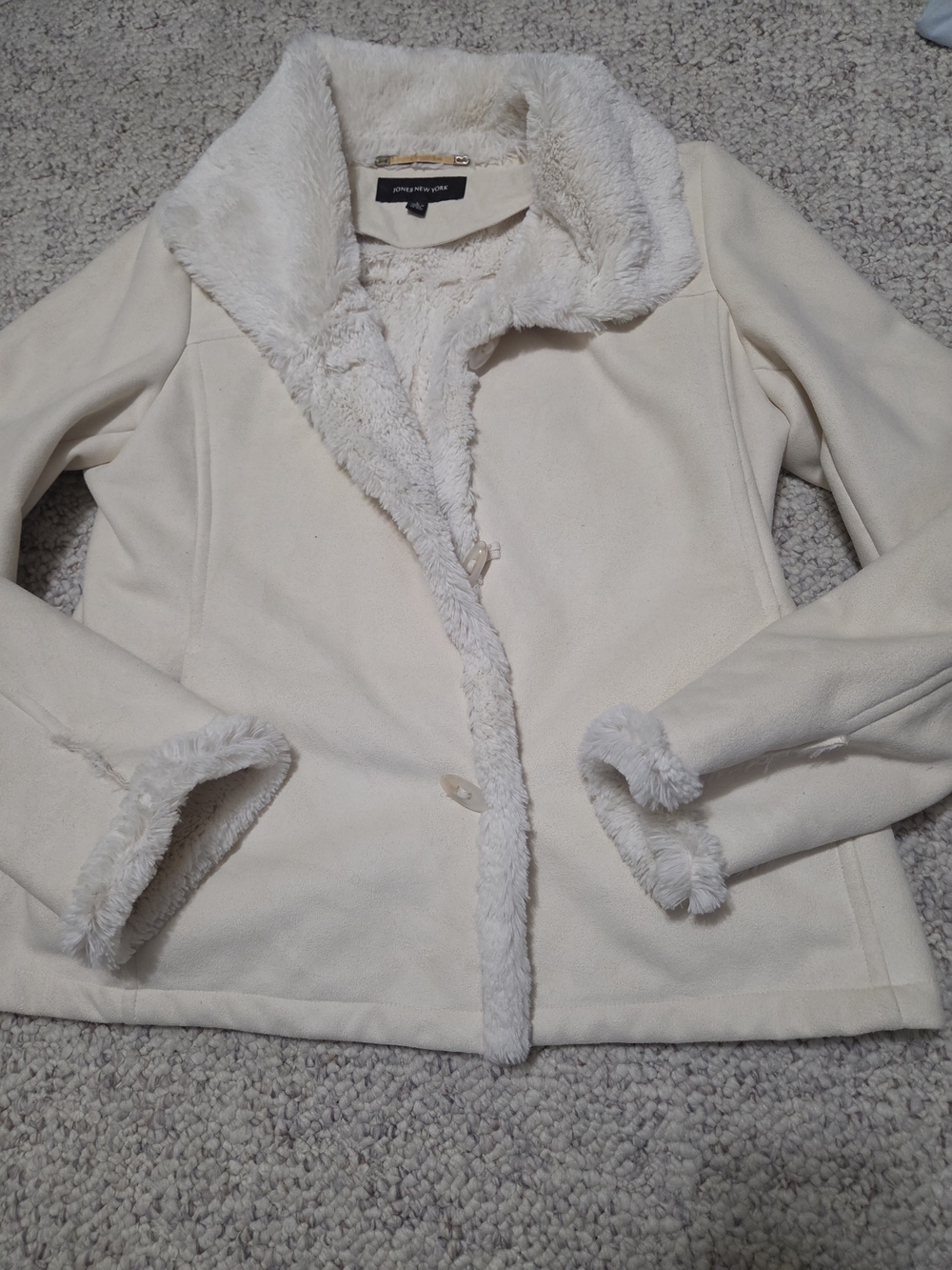Jones New York Cream Faux-Fur Lined Teddy Jacket